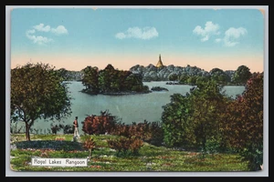 Nicely Colored ROYAL LAKES RANGOON YANGON MYANMA RANGOON Shwedagon Pagoda AHUJA - Picture 1 of 2