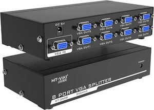 MT-VIKI 1x8 VGA Splitter 1 in 8 out, Mirror 1 VGA Video & Audio on Multiple HD M - Afbeelding 1 van 7
