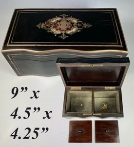 Antique French Napoleon III Era (Victorian) Double Tea Caddy, Boulle & Stringing - Picture 1 of 12