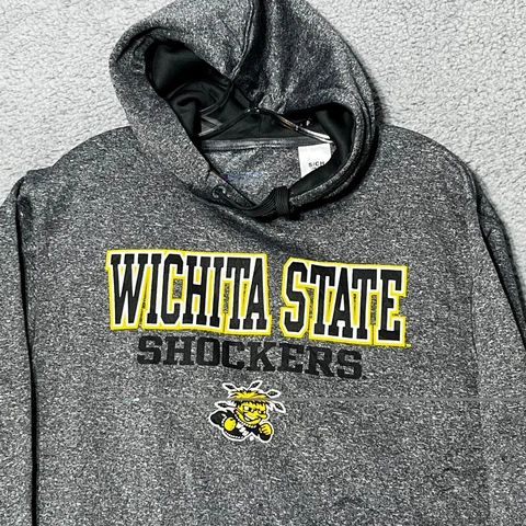 Wichita State Shockers Hoodie Mens Small Gray Champion Pullover Sweatshirt Y2K Cover