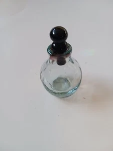 Vintage Blown Glass Blue Perfume Bottle With Dark Blue Glass Stopper 3.25 Inch - Picture 1 of 4