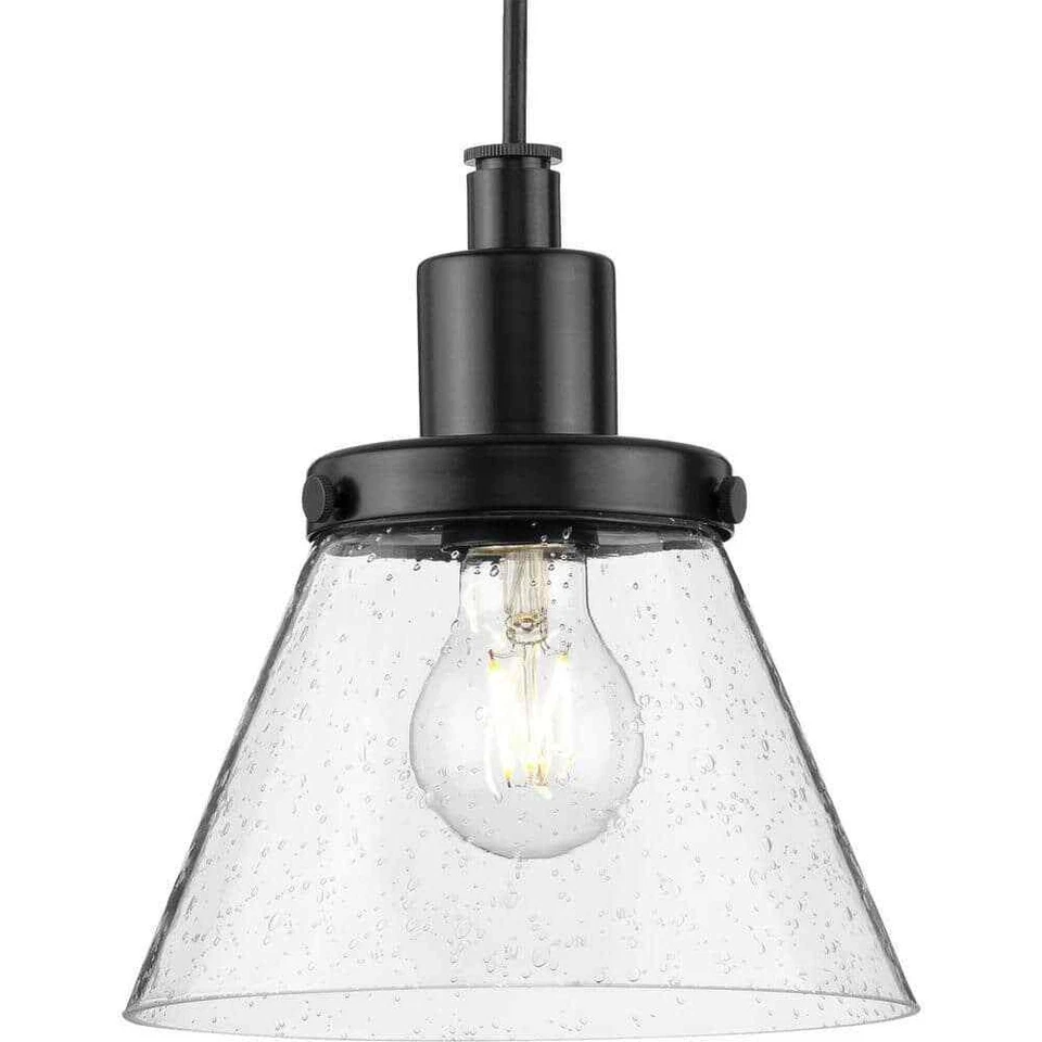 Progress Lighting Hinton 8 in. One-Light Brushed Nickel Pendant w/Clear Seeded - Image 1 of 4