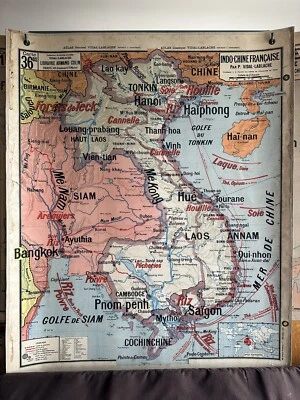 Carte Affiche scolaire Vidal Lablache n°36 Indochine / Madagascar - Photo 1/4