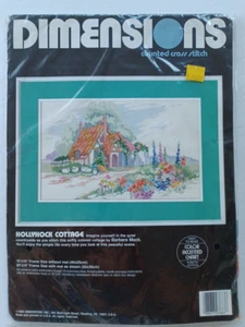 Dimensions 3683 Hollyhock Cottage Counted Cross Stitch Kit Vtg 1989 Sealed MINT - Picture 1 of 9