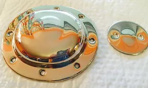 Harley 1949 Panhead Hydra-Glide Primary Clutch & Inspection Covers Stainless - Picture 1 of 4