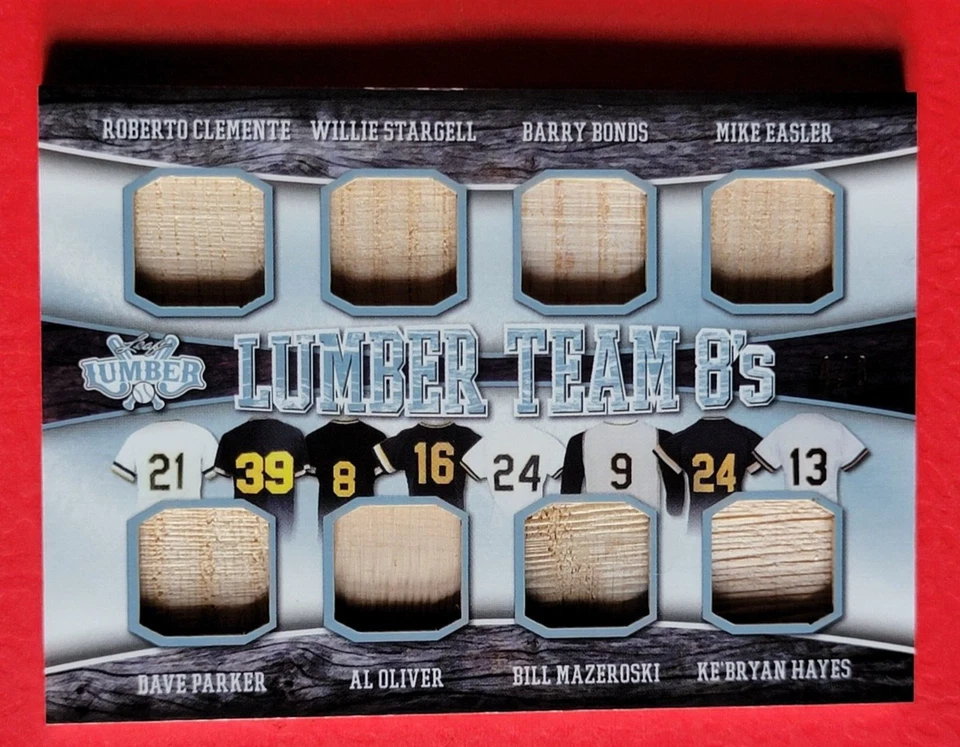 ROBERTO CLEMENTE WILLIE STARGELL BARRY BONDS BILL MAZEROSKI 8 GU BAT CARD #d4/6 - Image 1 of 2