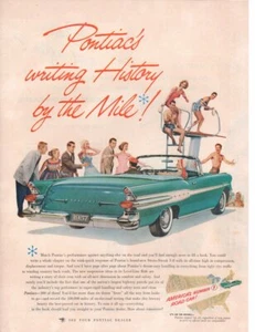 Vintage Print advertisement ad Car 1957 PONTIAC Writing History by the Mile Pool - Picture 1 of 1