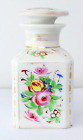 Wiktoriańska butelka zapachowa ręcznie malowana ceramika z korkiem dekoracja kwiatowa