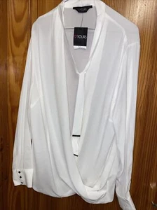 Ladies Long Sleeved Collarless Blouse - Size 18 Yours New Tags - Picture 1 of 10