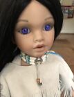 Native American Indian Woman Porcelain Leather Doll 18" Horse Hair Hand Painted