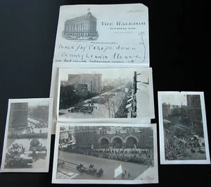 c. 1919s US Flag Peace Day Parade Patriots Snapshot Photograph Photo THE RALEIGH - Bild 1 von 9