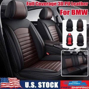 2025 Brown Car Seat Covers For BMW Front/Full Set 3D Leather Waterproof Cushions - Picture 1 of 30