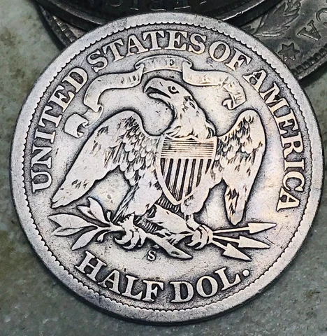 1866 S Seated Liberty Half Dollar 50C Ungraded 90% Silver US Coin CC16520 Cover