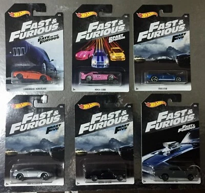6 Auto Fast & Furious 1/64 6 CM Hot Wheels Nissan Lamborghini Ford and Chevelle  - Immagine 1 di 4