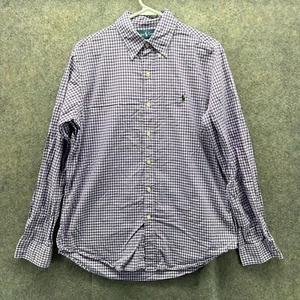 Vintage Ralph Lauren Shirt Mens Medium Purple Button Down Preppy OCBD Gingham - Picture 1 of 11
