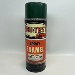 Paper Label Spray Paint Can Tru-Test Supreme Forrest Green 1/2 Full Vintage READ - Picture 1 of 13