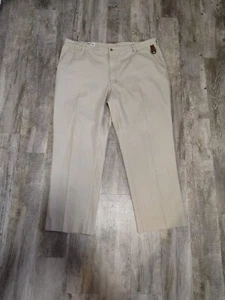 Orvis Men's Khaki Brown Trim Cotton Twill Cuffed Pants Size 44x30 - Picture 1 of 19