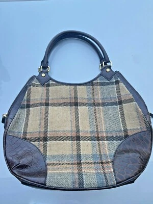 Bolsa xadrez Brooks Brothers vintage lã/couro - Imagem 1 de 4