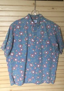 VTG Reyn Spooner Hawaiian Popover Blue Floral Short Sleeve Shirt Men XL - Picture 1 of 8
