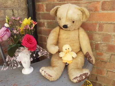 Oso de peluche antiguo valle de Chad grande inglés mohair articulado coleccionistas 28" Foto 1 de 4