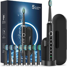 Rechargeable Sonic Toothbrush with 8 Heads, Travel Case, 5 Modes, 120-Day Life