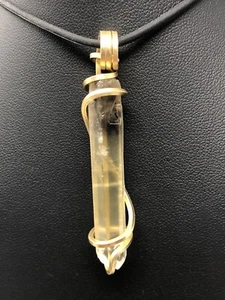 Tibetischer Rauchquarz Anhänger NUR *Handarbeit* in Merlin’s Gold gewickelt C1 - Bild 1 von 2