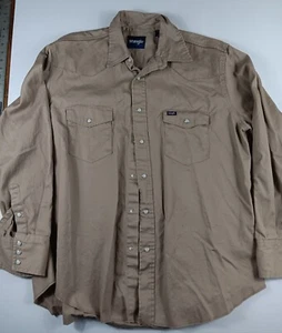 Wrangler Beige Denim Pearl Snap Long Sleeve Shirt Size XL - Picture 1 of 10