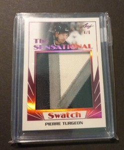 2017-18 Leaf Hockey Pierre Turgeon The Sensational Swatch Patch 4/6 Purple SS-08