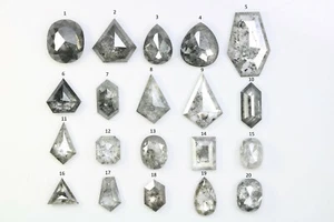 Kite Geometric Cut Salt and Pepper Diamonds Unique Natural Conflict Free Gems - Picture 1 of 12