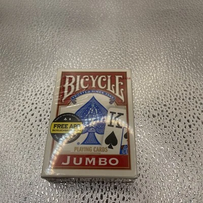 Poker Playing Cards Bicycle Jumbo Face Standard Size Red sealed 1 Deck - Image 1 of 4