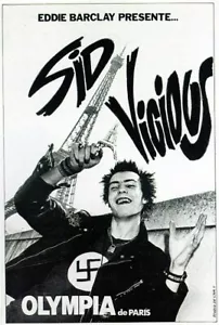 SID VICIOUS / SEX PISTOLS 'Olympia de Paris' RARE Concert Poster 10"x6" reprint - Picture 1 of 1