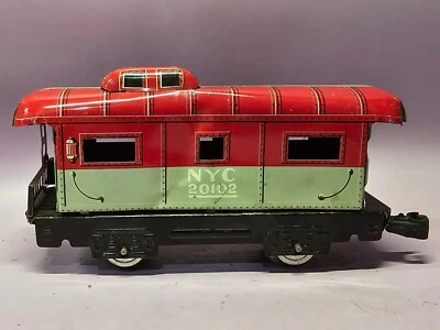 De colección Marx Tin 20102 Nueva York Ciudad de Nueva York Boxcar Tren Escala O Caboose Rojo Blanco Foto 1 de 4