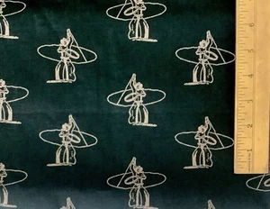 Vintage Fabric Rodeo Cowboy Lasso Scenic Cotton Khaki Dark Green 8 Yds - Picture 1 of 4