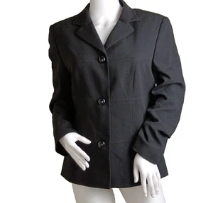 MONDI Vintage Blazer/Sakko Gr. 12 80er schwarz Schurwolle gefüttert Smart Classic - Bild 1 von 12
