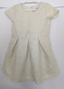 Floral Flare Dress Girls Size 5 The Children's Place Ivory & Sparkle Gold - Picture 1 of 6