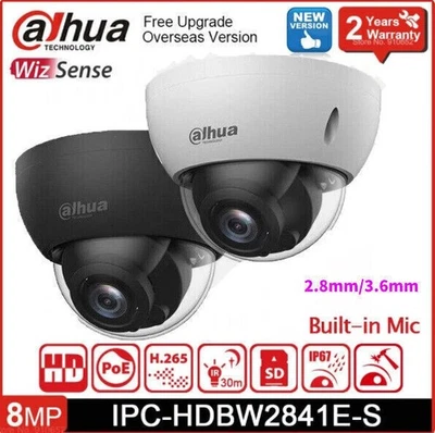 Dahua IPC-HDBW2831E-S-S2 4K 8MP Starlight IP Dome Camera IR WDR PoE Black/White - Image 1 of 4