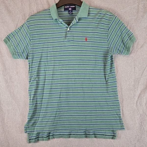 POLO VINTAGE RALPH LAUREN SPORT VERDE A RIGHE POLO GOLF SHIRT COTONE TAGLIA M - Foto 1 di 7