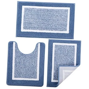 Bathroom Rugs Sets 3 Piece with U-Shaped Contour Toilet Mat Shower Rugs  - Picture 1 of 7