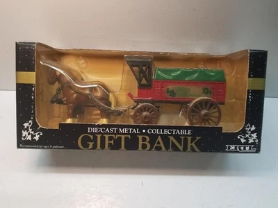 CHRISTMAS HORSE AND CARRIAGE DELIVERY WAGON 1992 DIECAST ERTL BANK #692 - Image 1 of 4