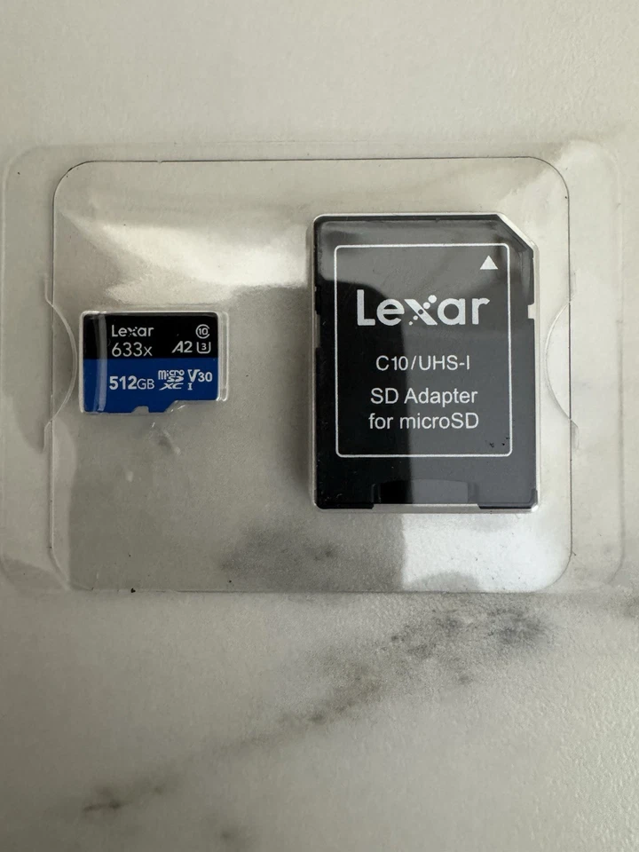 Lexar 512GB 633x Micro SDXC MicroSD 100MB/s Class10 UHS-I A2 + Go Pro - Image 1 of 1