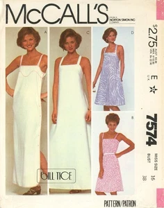 McCall's 7574 BILL TICE Sundresses w Double Straps, Left Side Opening Sz 16 UC - Picture 1 of 5