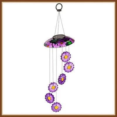 MÓVIL ALIMENTADO POR ENERGÍA SOLAR DE HOJA PERENNE * FLOR PÚRPURA EN CASCADA * CAMBIO DE COLOR - NUEVO Foto 1 de 4