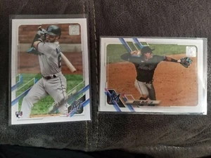 2021 Topps Miami Marlins Lot Of 2: Eddy Alvarez RC #326 & Miguel Rojas #288 - Picture 1 of 5
