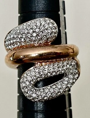 Anel pavê de cristal Swarovski ouro rosa - Tamanho 5 - Imagem 1 de 2