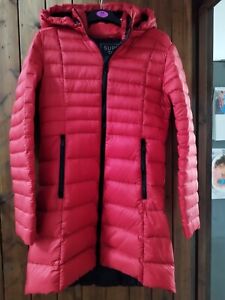 Red Superdry Mid Length Padded Puffer Coat Size Small