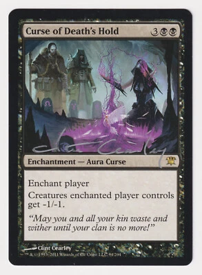 Silver Signed Curse of Death's Hold MP Innistrad Artist Clint Cearley MTG Magic! - Image 1 of 2