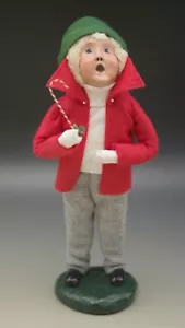 BYERS CHOICE CAROLERS CHILD BLONDE BOY WITH CANDY CANE SIGNED BY JOYCE 1987 - Foto 1 di 8