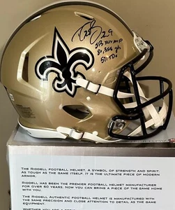 Drew Brees Autograph Signed New Orleans Saints Speed Auth Helmet w/ 3 Insc - BAS - Picture 1 of 1