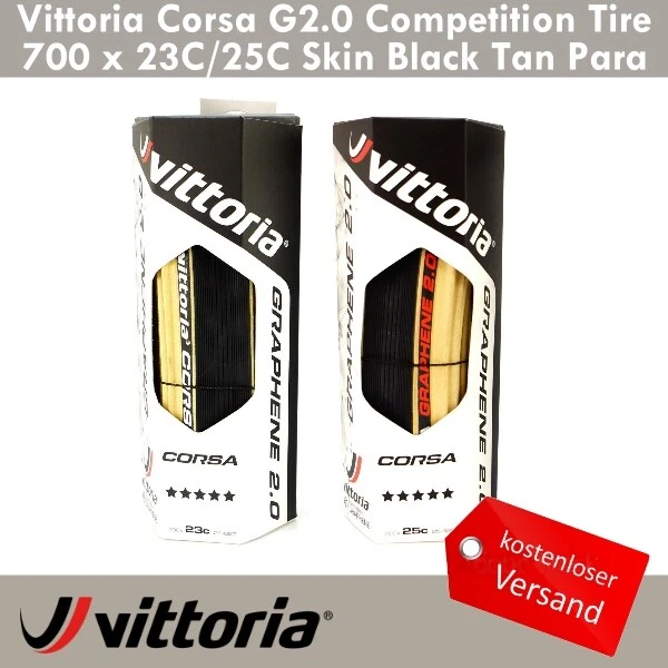 Vittoria Corsa G2.0 Competition 700x23C/25C Skin Black Tan Para Clincher Reifen - Bild 1 von 4