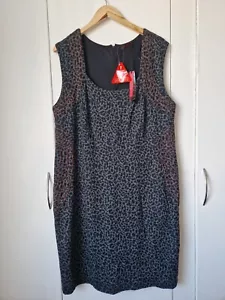 So Fabulous Bodycon Contrast Trim Leopard Print Dress - Size 22 - Picture 1 of 4